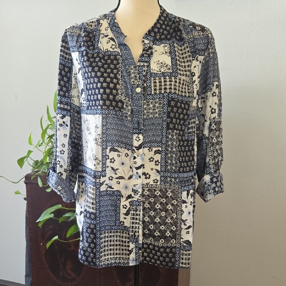Patchwork Print Women's Blouse